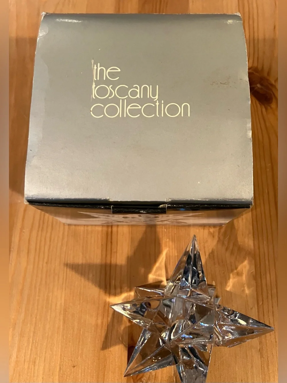 EUC The Toscany Collection 24% Lead Clear Crystal Star Candle Holder 4” 9 point